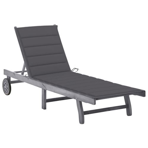 VIDAXL - Chaise longue de jardin - Bois d'acacia - Gris - Image 2