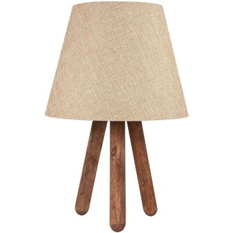 Lampe à poser en bois et tissu Carla hêtre et crème - 1