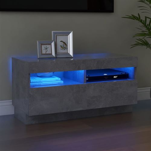 VidaXL Meuble TV avec lumières LED Gris béton 80x35x40 cm