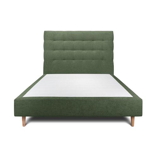 Sommeil De Plomb Vert Lit 160X200cm Avec Tête De Lit Capitonnée Tissu Et Sommier Tapissier - Hauteur Totale : 35Cm - Image 3