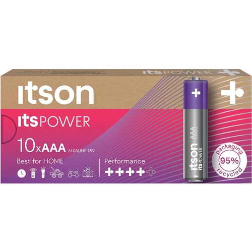 ITSON Pack de 10 Piles Alcalines LR03/AAA 1,5V ItsPOWER