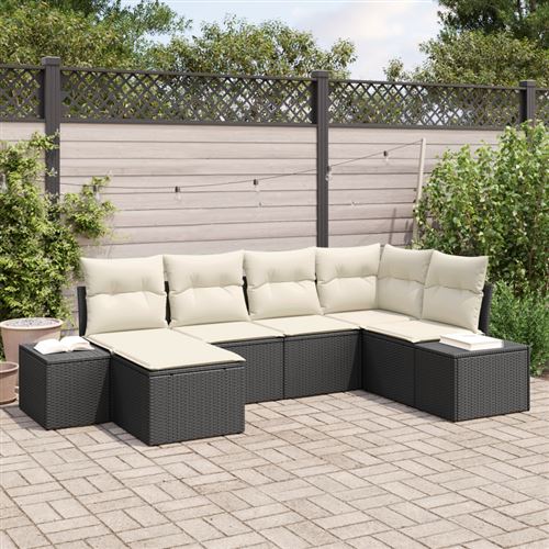 Non Communiqué Noir Ensemble De Canapé De Jardin 6 Pièces Avec Coussins En Poly Rattan