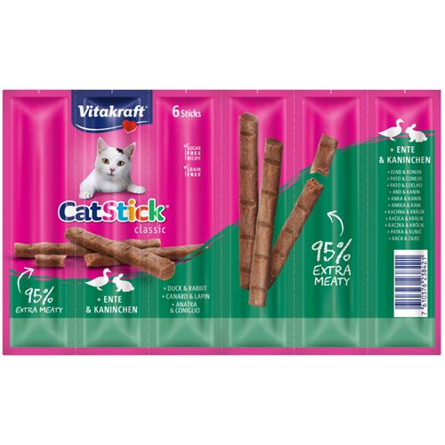 Comparer les prix de Vitakraft - Pack de 10 - Cat Stick canard et lapin x6