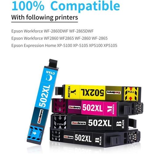Cartouche compatible - 2 Cartouches d’Encre Epson 502XL Compatible pour  Imprimante Epson WF 2860 WF 2865 WF 2880 WF 2885 XP 5100 XP 5105 XP 5150 XP
