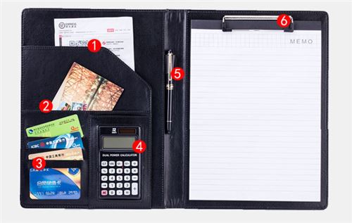Generic Porte Documents A4 en Cuir ,calculatrice + ipad et note poches +  stylo gratuit à prix pas cher