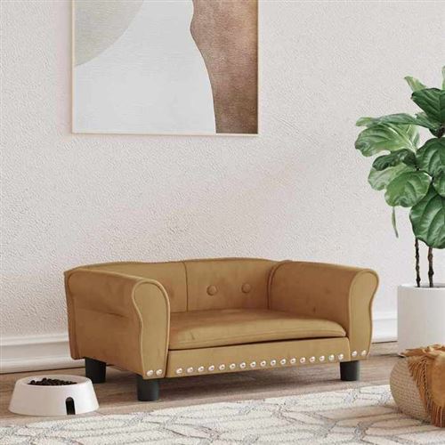 Meilleurs prix pour vidaXL Lit pour Chien, Canapé pour Animaux de Compagnie avec Cadre en Bois, Panier pour Chiots Maison Intérieur, Marron 70x45x30 cm Velours