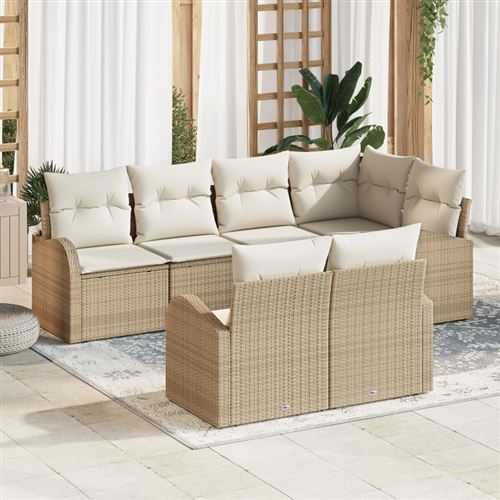 Non Communiqué Beige Ensemble De Canapés De Jardin De 7 Pièces Avec Coussins En Poly Rotin