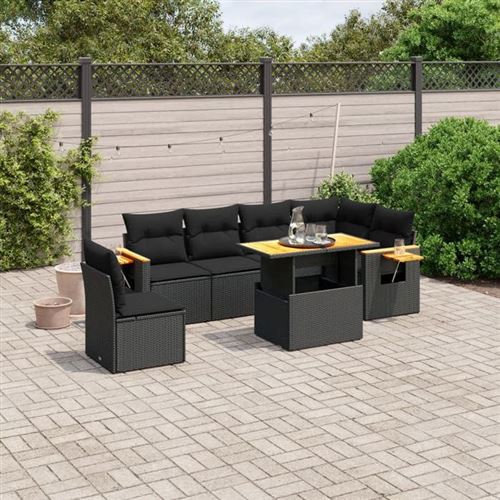 Vidaxl Noir Salon De Jardin 7 Pcs - Résine Tressée - Image 2