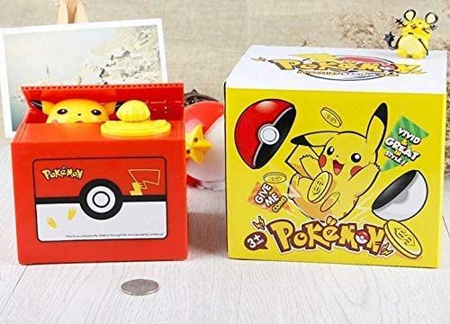 Tirelire en Pokémon Pikachu, banque de pièces de monnaie, tirelire mignonne  pour enfant, cadeau d'anniversaire avec guide vocal HAOBUY
