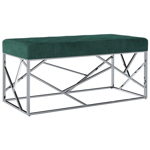vidaXL Banc 97 cm Vert Tissu de velours et acier inoxydable