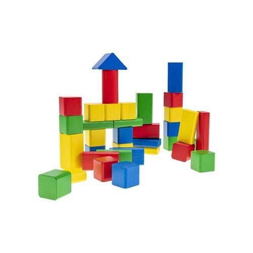 Blocs de construction en bois empilant le jeu de construction jouets