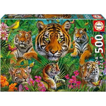 Puzzle - 500 pièces - Les tigres dans la jungle - 48x34cm - Adulte/Enfant - Educa - 1