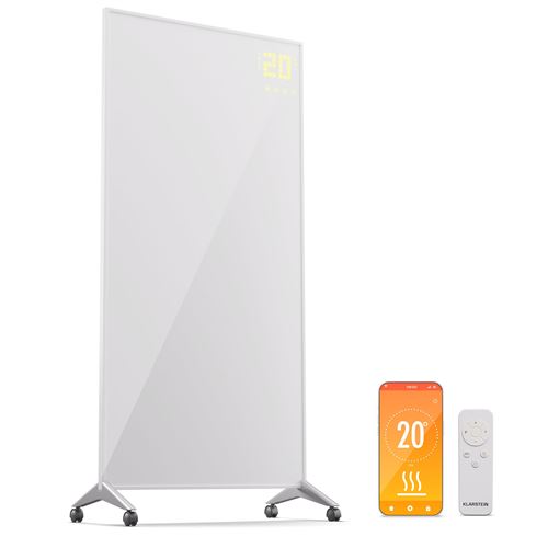 Klarstein Radiateur Infrarouge Smart Ip24 Chauffage Électrique Salle De Bain WiFi & App 1200W Blanc