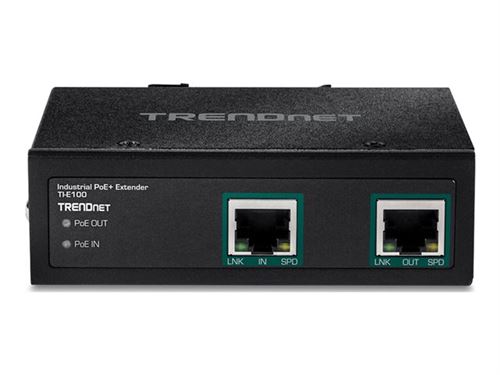 TRENDnet TI-E100 Gigabit PoE+ Extender - Rallonge réseau - 1GbE - 10Base-T, 100Base-TX, 1000Base-T - jusqu'à 100 m - Conformité TAA