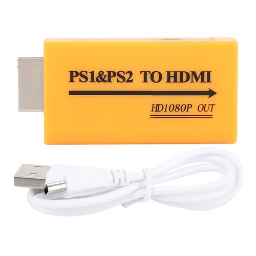 Convertisseur Vidéo PS1 vers HDMI 7x3.5x1.5cm jaune