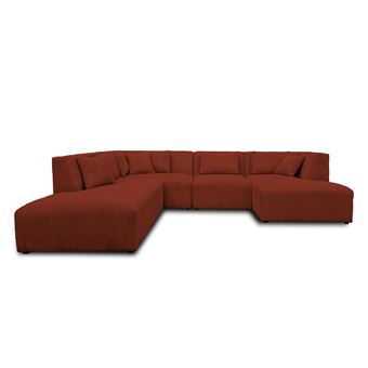 Canapé Convertible Clic-Clac 2 Places Lexie - Velours Côtelé Terracotta, Structure Bois, 205x94x83 Cm