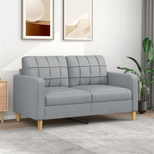 vidaXL - Canapé 2 places - Gris clair - 140 cm - Image 2