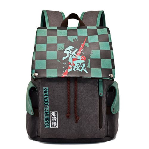 Sac à dos college Demon slayer pour fille garçon 27*12*42cm - L'Armée des pourfendeurs de démons Vert
