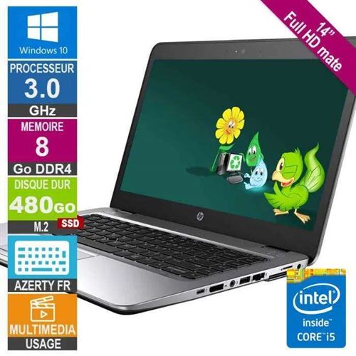 PC Portable HP 14 pouces EliteBook 840 G3 RAM 8 Go stockage 480 Go