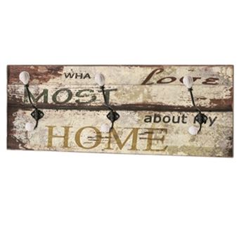 Patère Murale Vintage "3 Crochets" 60cm Naturel - 1
