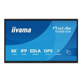 iiyama ProLite TE8615A-B1AG - Classe de diagonale 86" (85.6" visualisable) écran LCD rétro-éclairé par LED - signalétique numérique interactive - avec écran tactile (multi-touch) / ensemble de 8 microphones / possibilité de PC encastré en option - 1