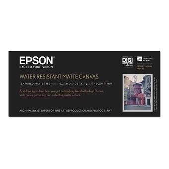 Epson Water Resistant Matte Canvas - Mat - 465 micromètres - Roll (152.4 cm x 12.2 m) - 375 g/m² - 1 rouleau(x) papier toilé - pour Stylus Pro 11880; SureColor SC-P20000 - 1