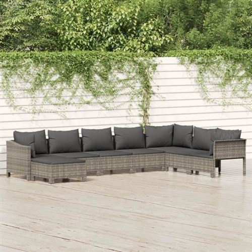 Non Communiqué Gris Salon De Jardin Modulable Vidaxl Rotin 8 Pieces 8 Personnes