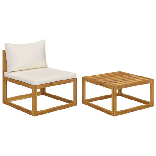 Non Communiqué Blanc Salon De Jardin Modulable Vidaxl Bois Beige 2 Pieces 1 Personnes