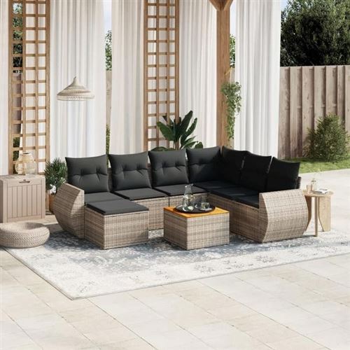 vidaXL - Salon de Jardin - 8 Pièces - Gris - Image 2