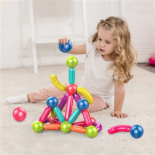 Autres jeux de construction Frusde 64pcs Blocs Bâtons Magnétiques