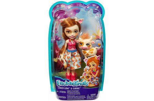 Coffret enchantimals poupee cailley cow avec la vache curdle - figurine 15cm avec animal - jouet fille - mini-poupee