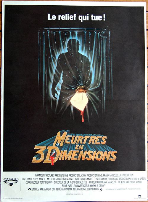 Affiche de Cinéma Originale - Meurtres en 3 Dimensions - 1982 - VENDREDI 13 - 40x65cm
