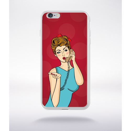 Coque Pin Up Fond Rouge Compatible Iphone 6 Plus Transparent