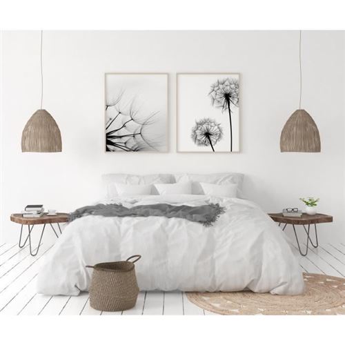 lovely home parure de couette en 100% lin 220x300 cm + 1 drap housse 140 x 190 cm + 2 taies 65x65cm - coloris blanc