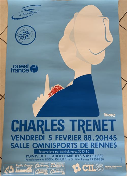 Charles TRENET - 1988 - Jacques DROPY - 79x119cm - Affiche