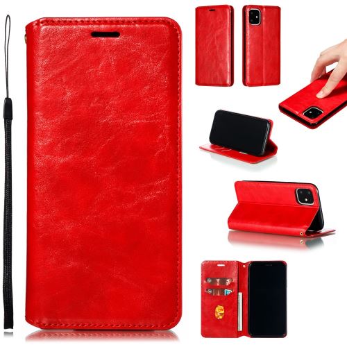 Etui en PU cheval fou fort magnétique rouge pour votre Apple iPhone XR 6.1 pouces (2019)