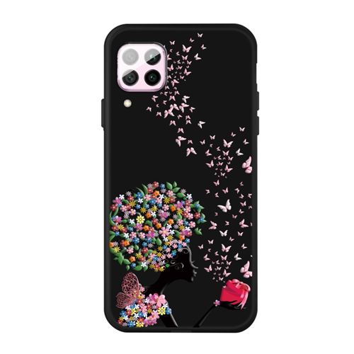 Coque en TPU impression de motif mat couleur fleur et papillons pour votre Huawei P40 Lite/Nova 6 SE/Nova 7i