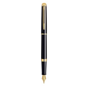 WATERMAN Hemisphere Stylo plume, noir brillant, plume moyenne, encre bleue, Coffret cadeau