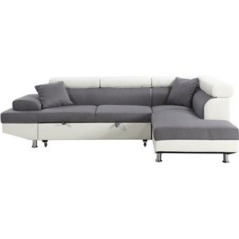Canapé Dangle Convertible Sophia Luxe Blanc Gris Angle Droit