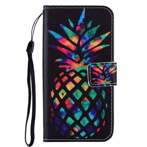 Etui en PU impression de motifs avec support ananas colorisé pour votre Samsung Galaxy M20