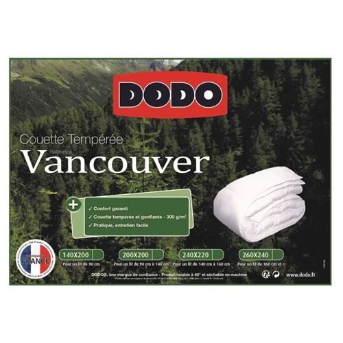 DODO Couette chaude 400gr/m2 VANCOUVER 220x240 cm blanc - Achat & prix