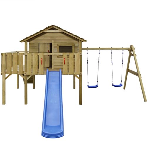 vidaXL Aire de jeu, échelle, toboggan, balançoires 480x440x294 cm Bois