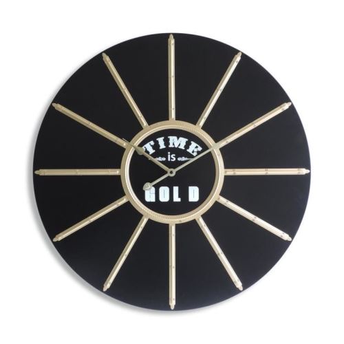 MUNDUS Horloge Helios en bois MDF - Ø 60 cm - Noir et blanc