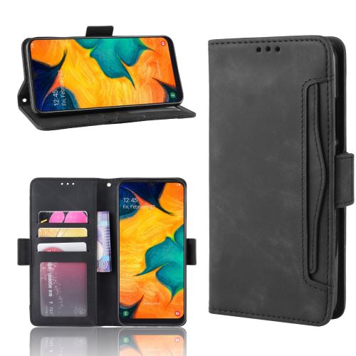 Etui en PU avec plusieurs porte-cartes noir pour votre Samsung Galaxy A20e