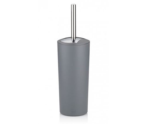 Brosse WC Polyester Gris Mat et Manche Argenté Marta