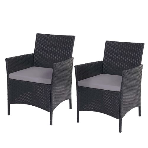 Non Communiqué Anthracite 2X Fauteuil De Jardin Halden En Polyrotin Coussin Couleur Crème - Image 1