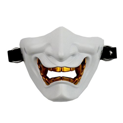 Masque Samouraï Demi visage pour la fête d'Halloween-blanc