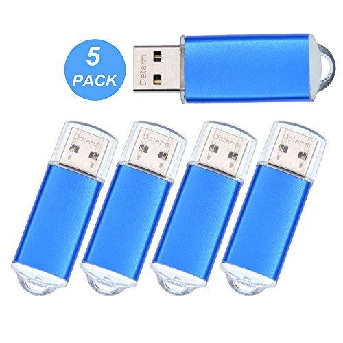 Datarm Clé USB 16Go, Lot de 5 Cles USB 2.0 Petit Bleu Flash Mémoire Stockage