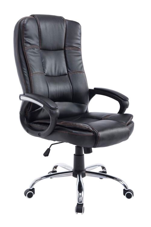 Fauteuil de Bureau Enno en Similicuir avec Piètement en Métal chromé - Couleur Noir