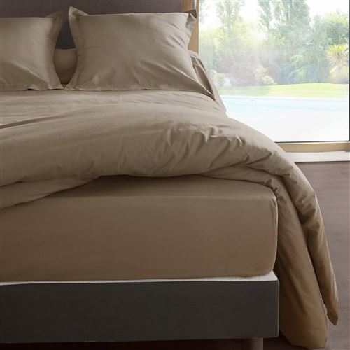 Drap housse percale M&eacute;line 2 LABELISSIM - Loutre - 90 x 190 cm